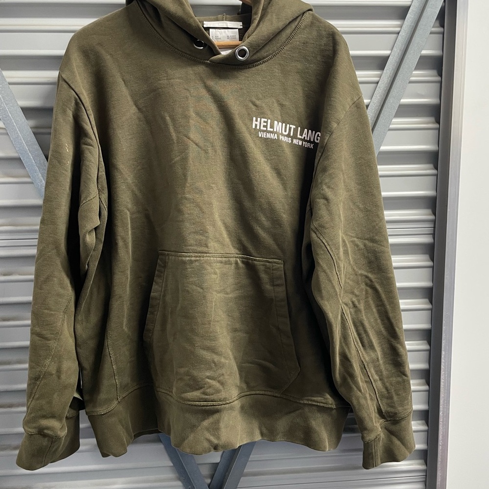 Helmut Lang Khaki Cotton Hoodie